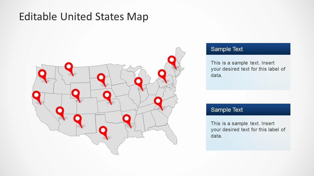 Editable Us Map for Ppt Unique United States Map Template for Powerpoint Slidemodel