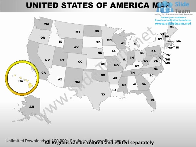 Editable Us State Map Powerpoint Awesome Editable Vector Business Usa Hawaii State and County