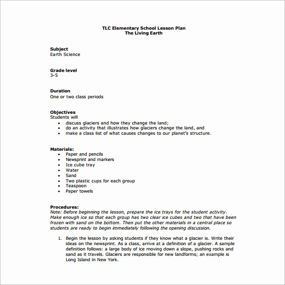 Elementary Lesson Plan Template Word Awesome Elementary Lesson Plan Template 11 Pdf Word format
