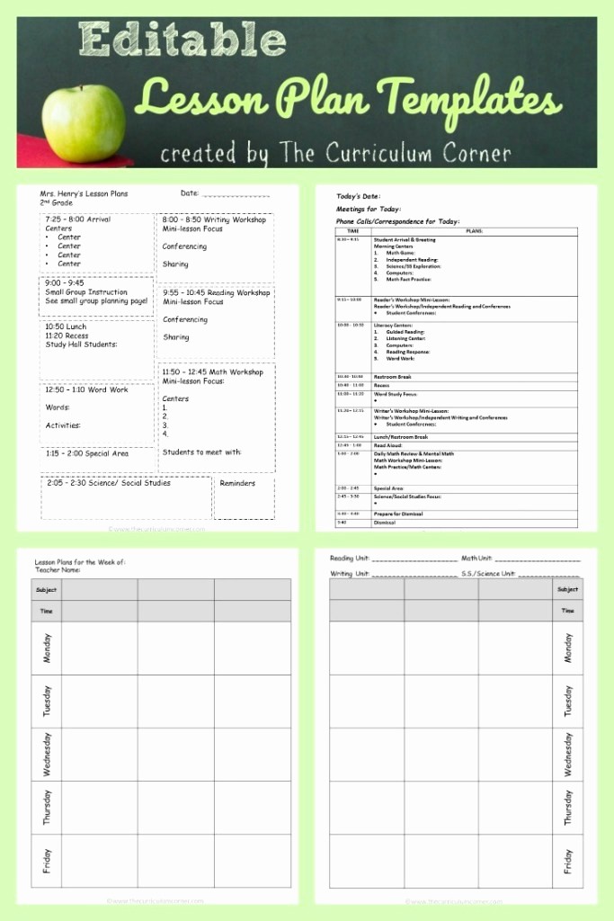 Elementary Lesson Plan Template Word Best Of Lesson Plan Templates the Curriculum Corner 123