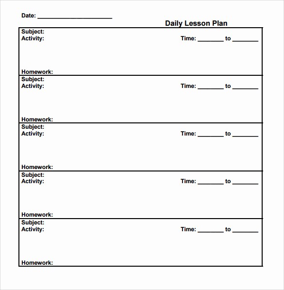 sample simple lesson plan template