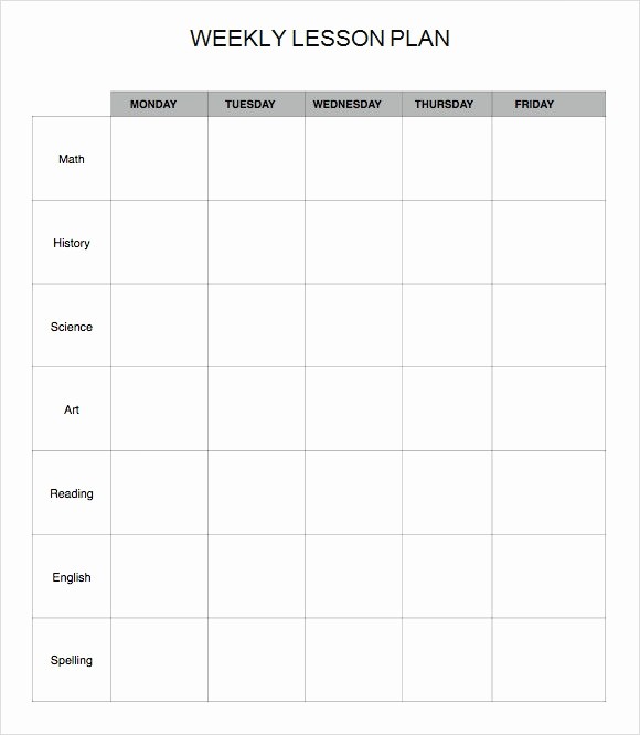 Elementary Lesson Plan Template Word Fresh 9 Sample Weekly Lesson Plans