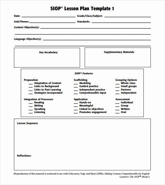 Elementary Lesson Plan Template Word Lovely 9 Siop Lesson Plan Samples