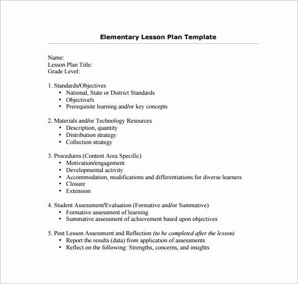 Elementary Lesson Plan Template Word New 7 Teacher Lesson Plan Templates Doc Pdf Excel