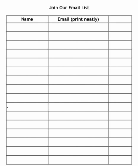 Email Sign In Sheet Template Inspirational Printable Sign Up Sheet Template Word Excel