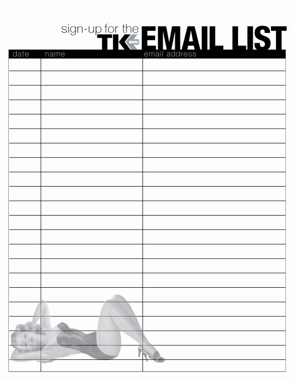 Email Sign In Sheet Template Unique Printable Mailing List Template Email List Sign Up Sheet