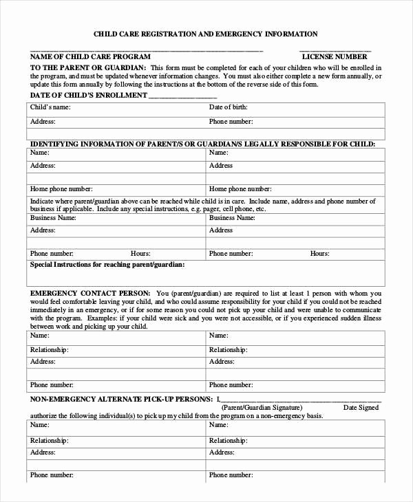 Emergency Contact form for Children Elegant Free Emergency Contact forms