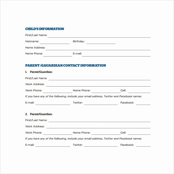 Emergency Contact form for Children Fresh 12 Sample Emergency Contact forms to Download