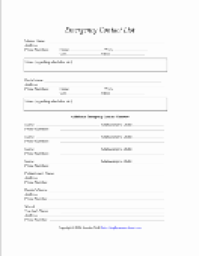 Emergency Contact form for Children Lovely Printable Daycare forms