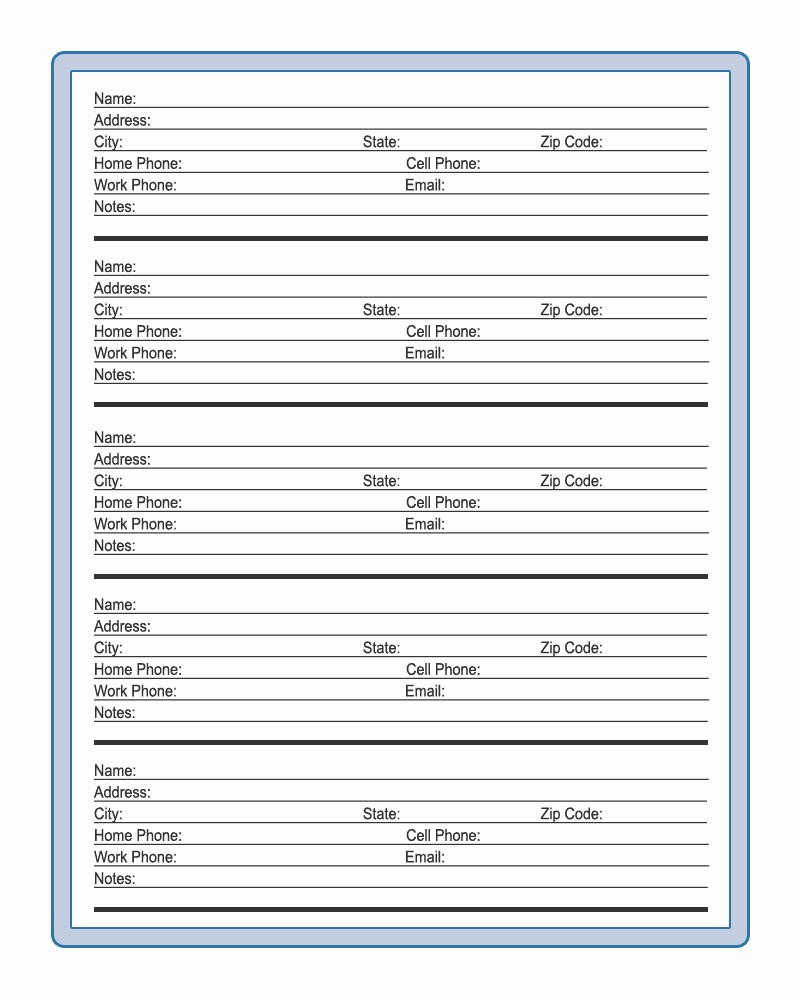 Emergency Contact form Template Free Beautiful 6 Best Of Printable Contact List forms Printable