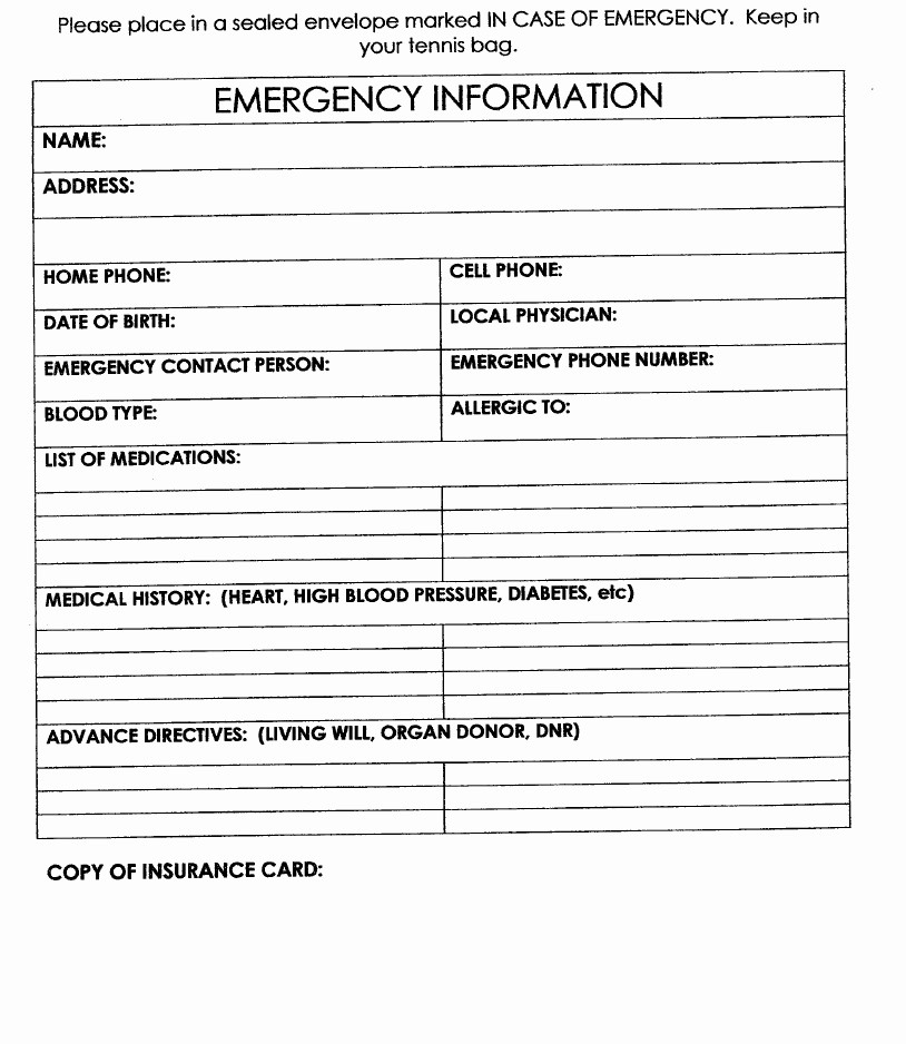 Emergency Contact form Template Free Luxury Employee Emergency Contact form