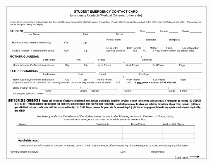 Emergency Contact form Template Free Luxury Employee Employee Emergency Contact form