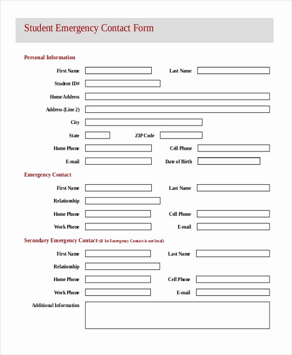 Emergency Contact form Template Free New Sample Emergency Contact form 11 Free Documents In Word
