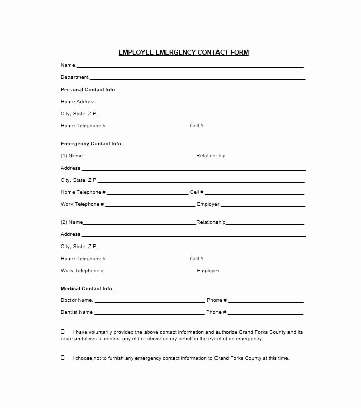 Emergency Contact forms for Children Beautiful 54 Free Emergency Contact forms [employee Student]