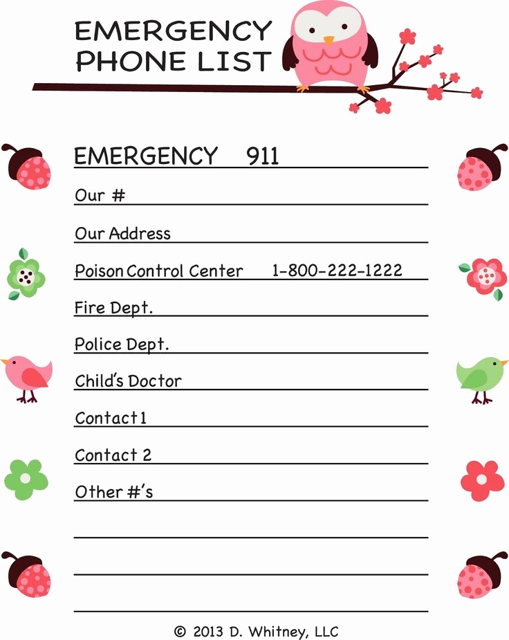 Emergency Contact forms for Children Lovely 17 Images About Emergency Preparedness On Pinterest
