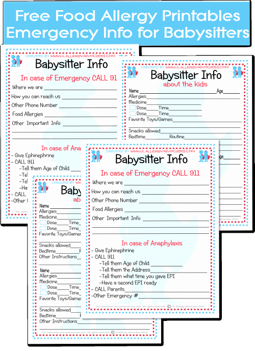 Emergency Contact List for Babysitter Beautiful Babysitter Emergency Info forms Lil Allergy Advocates