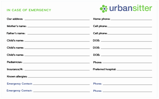 Emergency Contact List for Babysitter Beautiful Free Printable Emergency Contacts Card to Leave with the