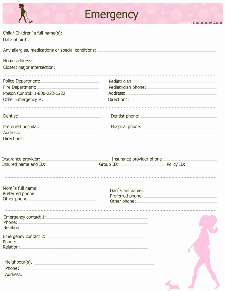 Emergency Contact List for Babysitters Awesome Emergency22
