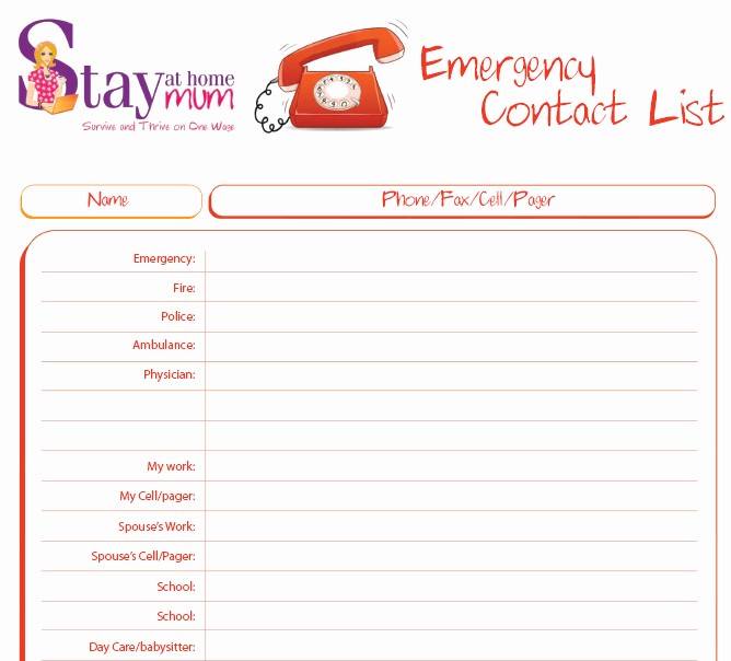 50 Emergency Contact List For Babysitters