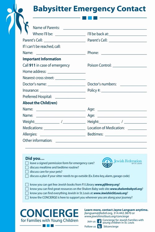 Emergency Contact List for Babysitters Unique Concierge for Families with Young Children Releases