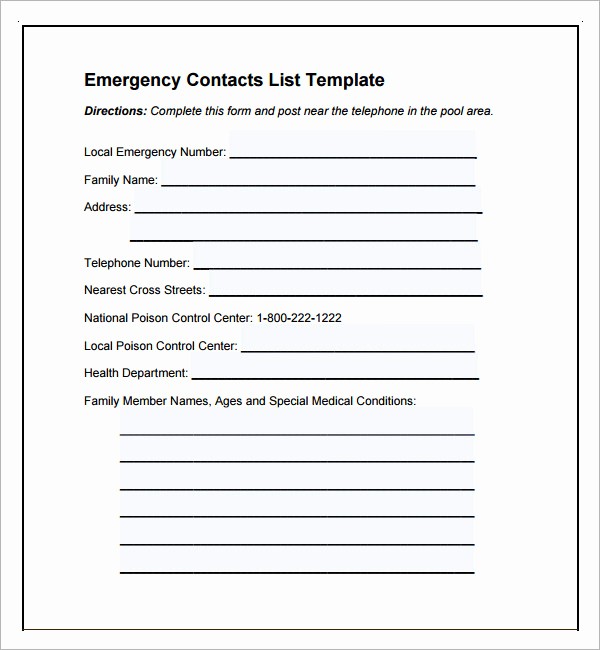 Emergency Contact List for Business Awesome 13 Contact List Templates – Pdf Word