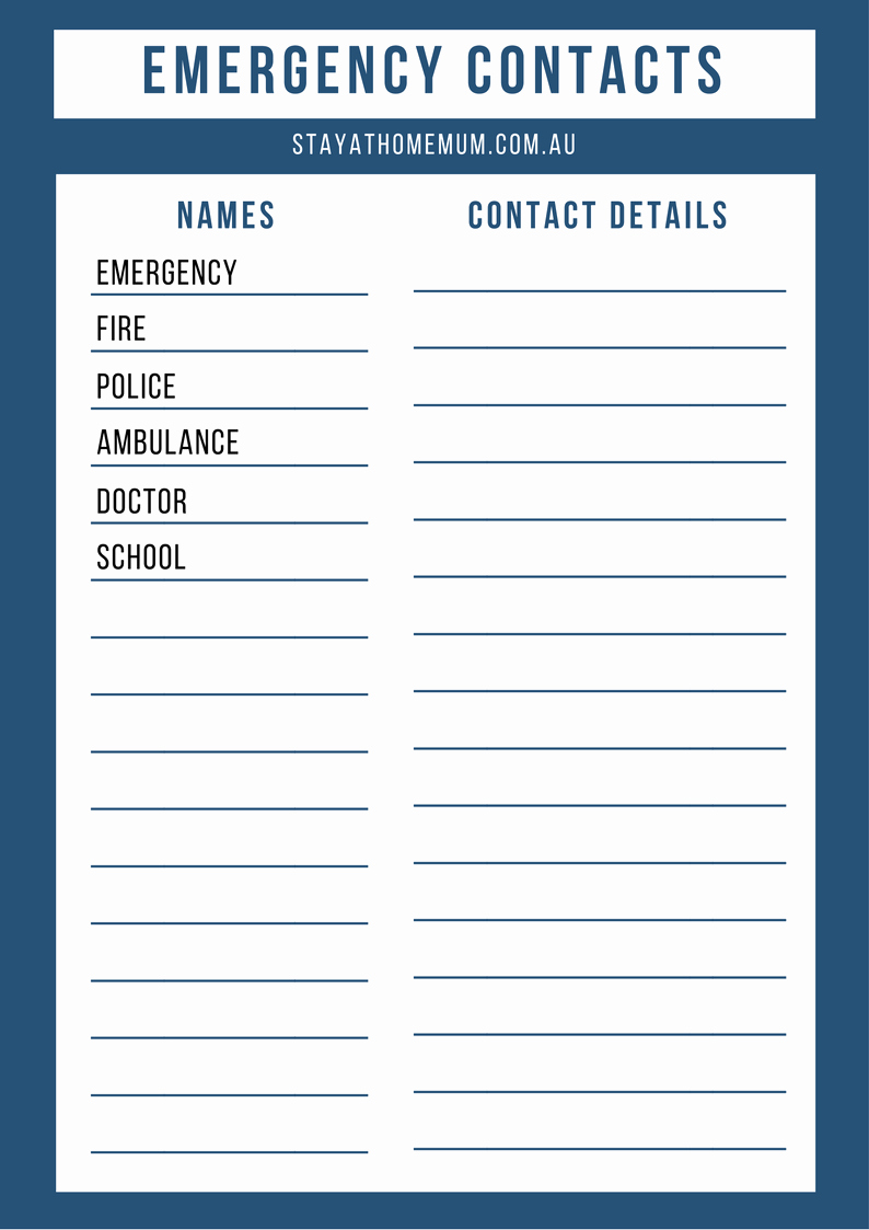 Emergency Contact List for Business Unique Emergency Contact List