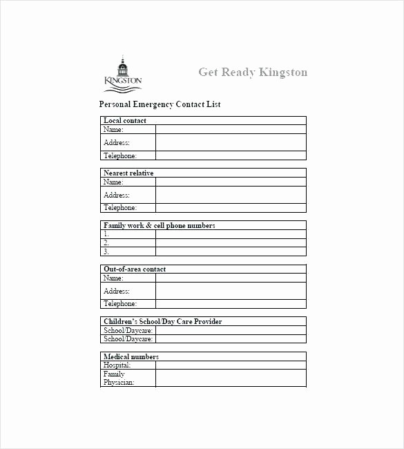 Emergency Contact List for Kids Beautiful Emergency List Template