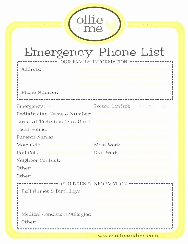 Emergency Contact List for Kids Unique Emergency Phone Number List Template Basic Good Contact