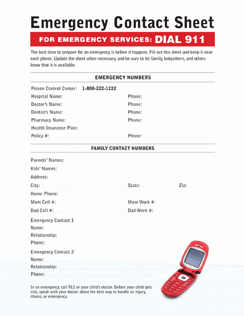 Emergency Contact List for Nanny Best Of Babysitting Emergency Contact Sheet