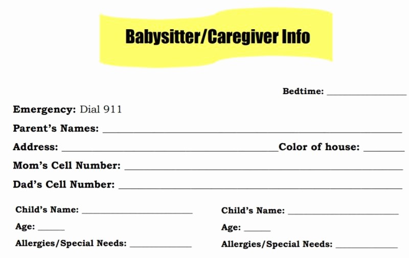 Emergency Contact List for Nanny Fresh Printable Emergency Contact form for Babysitter Eat