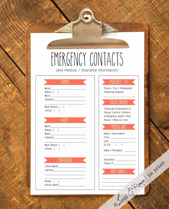 Emergency Contact List for Nanny Unique Nanny Log Emergency Contact form Generic Fill In Yourself