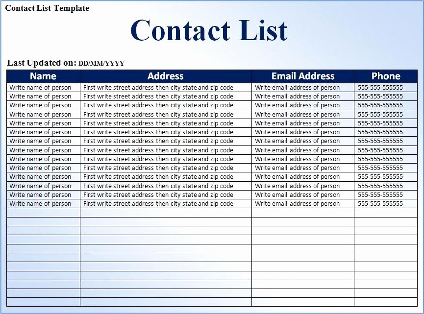 Emergency Contact List Template Excel Best Of Contact List Template Best Word Templates