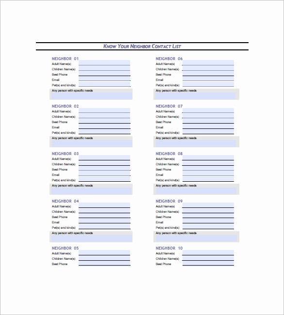 Emergency Contact List Template Excel Inspirational Contact List Template 19 Free Sample Example format