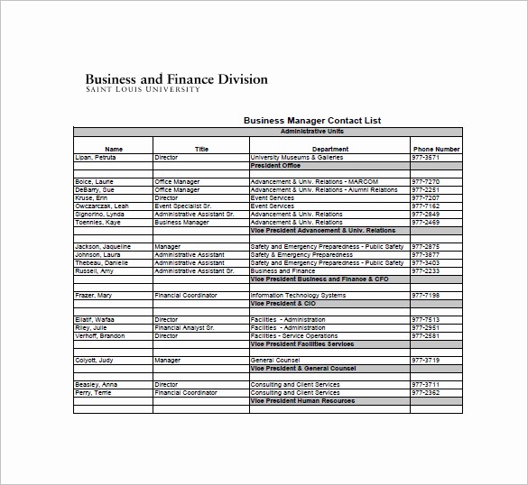 Emergency Contact List Template Excel Lovely Contact List Template 10 Free Word Excel Pdf format