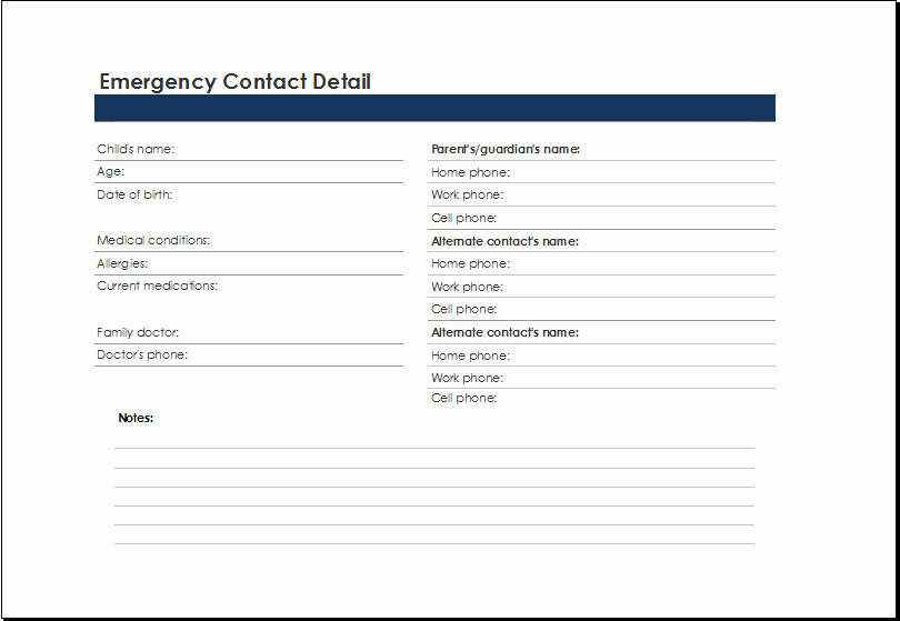 Emergency Contact List Template Excel New Printable Excel Emergency Contact List Template