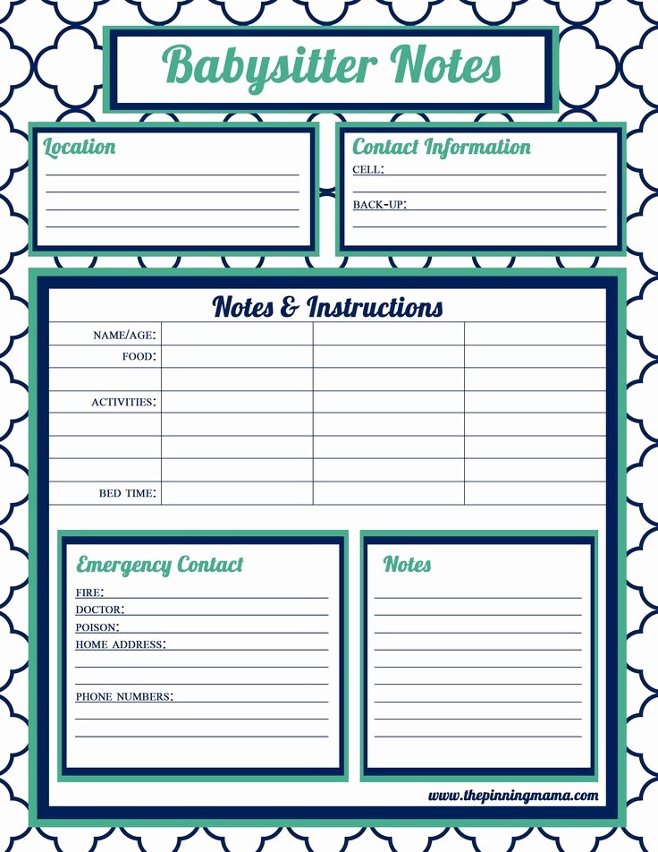 Emergency Contact Sheet for Nanny Inspirational 17 Best Ideas About Babysitter Notes On Pinterest