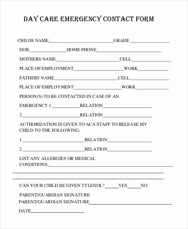 emergency contact forms