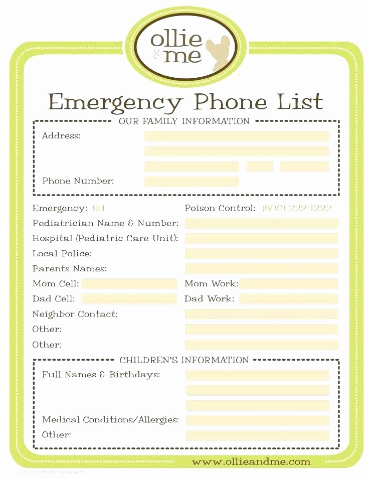 Emergency Contact Sheet for Nanny Luxury Nanny Information Sheet Template Great Pay Stub Paycheck