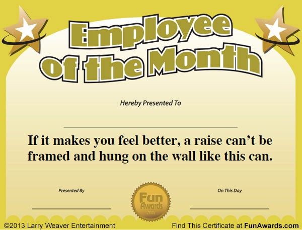 Employee Award Certificates Templates Free Fresh Funny Award Ideas