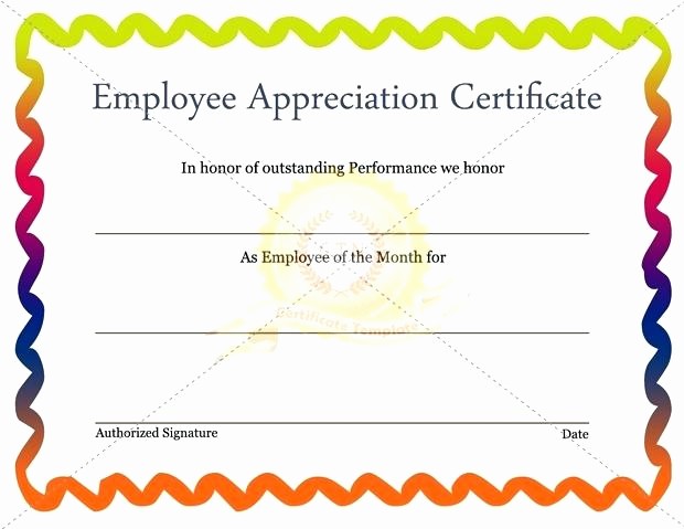 Employee Award Certificates Templates Free Inspirational Template for A Certificate Appreciation Best Employee