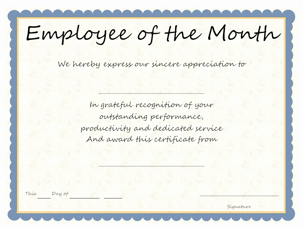 Employee Award Certificates Templates Free Luxury Employee the Month Certificate Wording – Creative Advice
