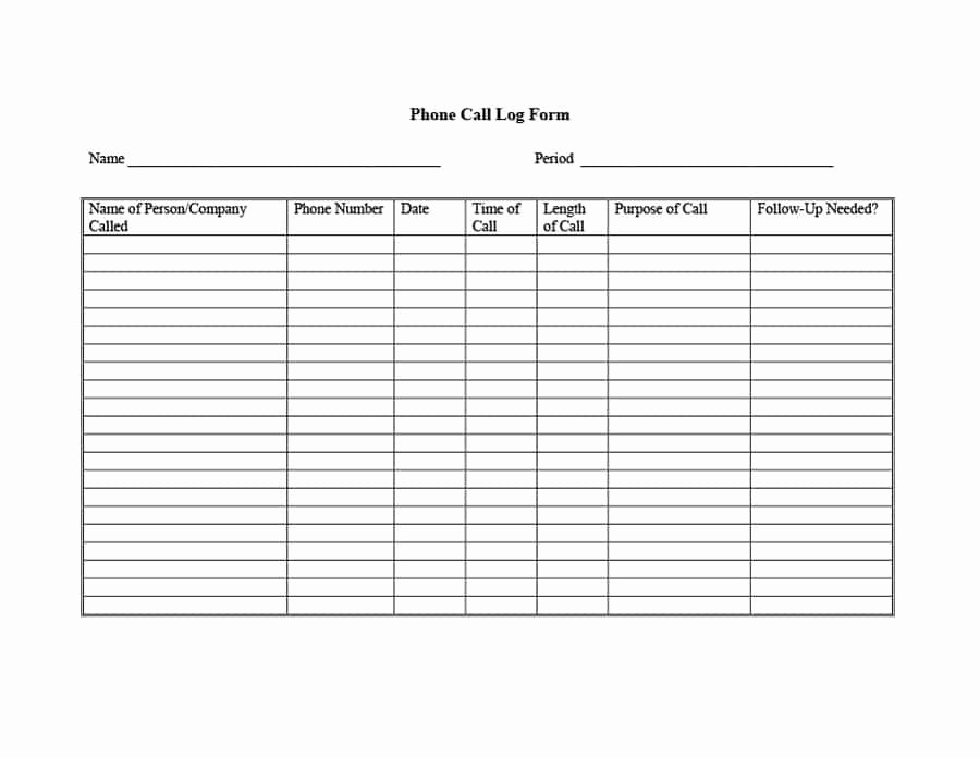Employee Call Off Log Template New 40 Printable Call Log Templates In Microsoft Word and Excel