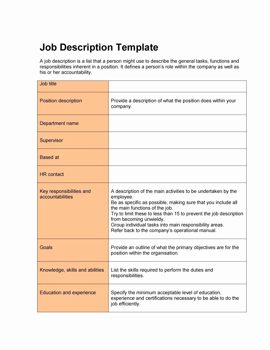 Employee Duties and Responsibilities Template Awesome 49 Free Job Description Templates &amp; Examples Free