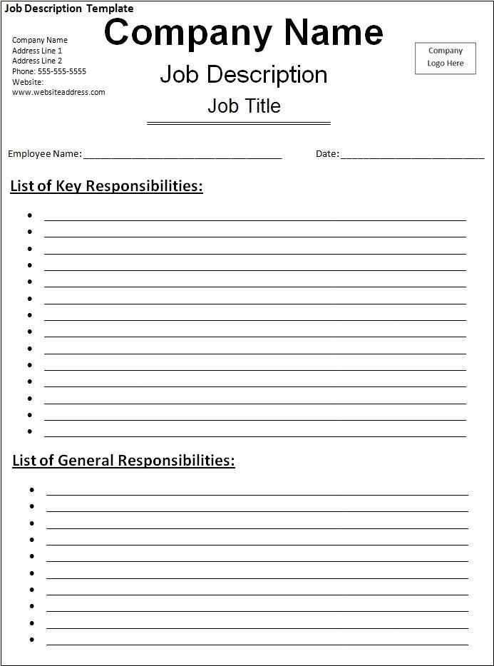 Employee Duties and Responsibilities Template Beautiful 10 Job Description Templates