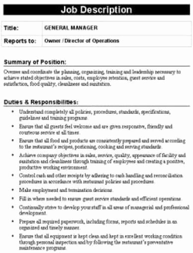 Employee Duties and Responsibilities Template Beautiful 19 Free Job Description Templates In Word Excel Pdf