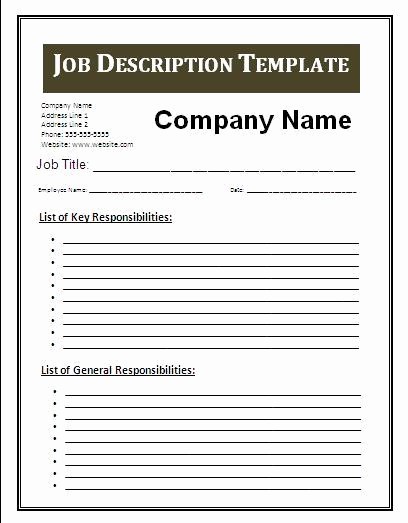 Employee Duties and Responsibilities Template Best Of 3 Job Description Template