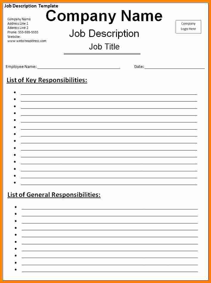 Employee Duties and Responsibilities Template Best Of 4 Job Specification Template Word
