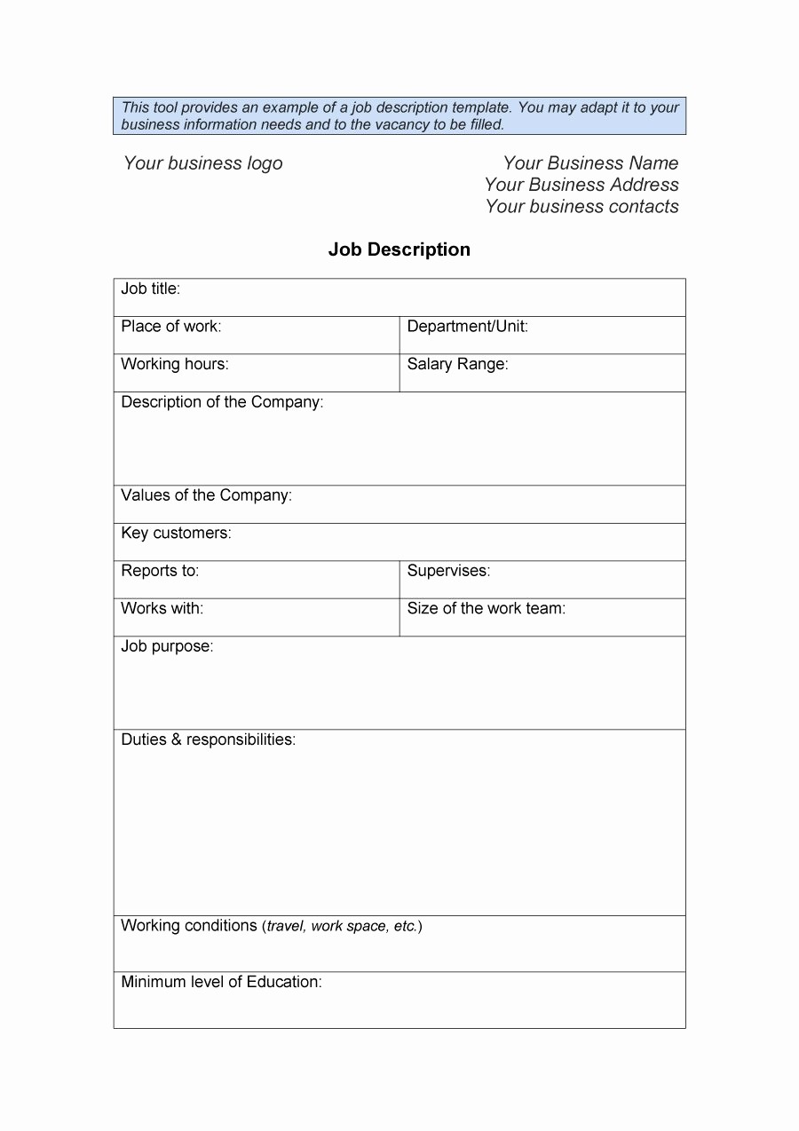 Employee Duties and Responsibilities Template Best Of 47 Job Description Templates &amp; Examples Template Lab