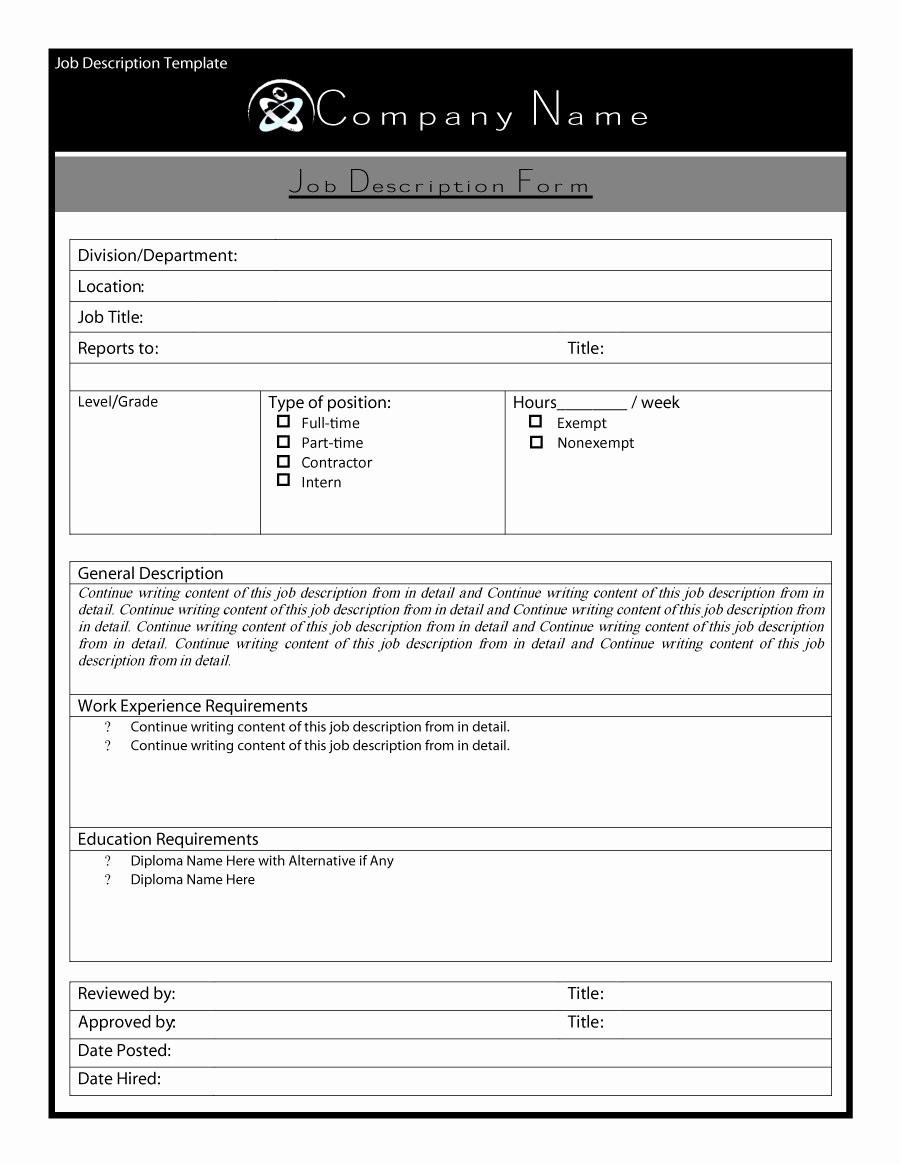 Employee Duties and Responsibilities Template Luxury 47 Job Description Templates &amp; Examples Template Lab