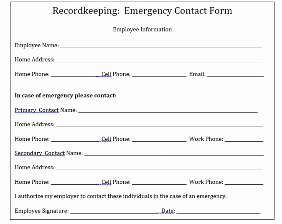Employee Emergency Contact form Word Elegant why Your Pany Needs to Keep Emergency Contact